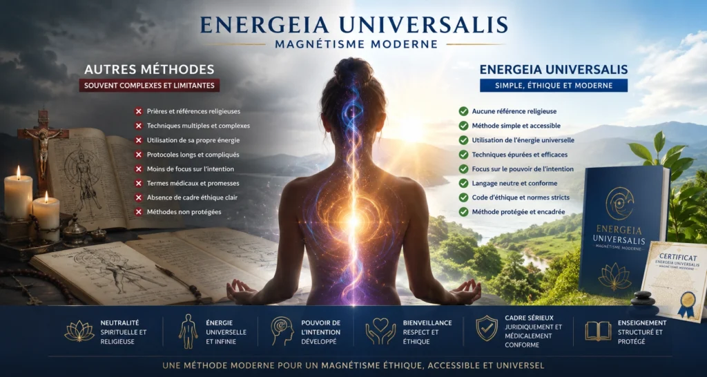 Energeia Universalis Magnétisme Moderne différences avec les autres méthodes de magnétisme